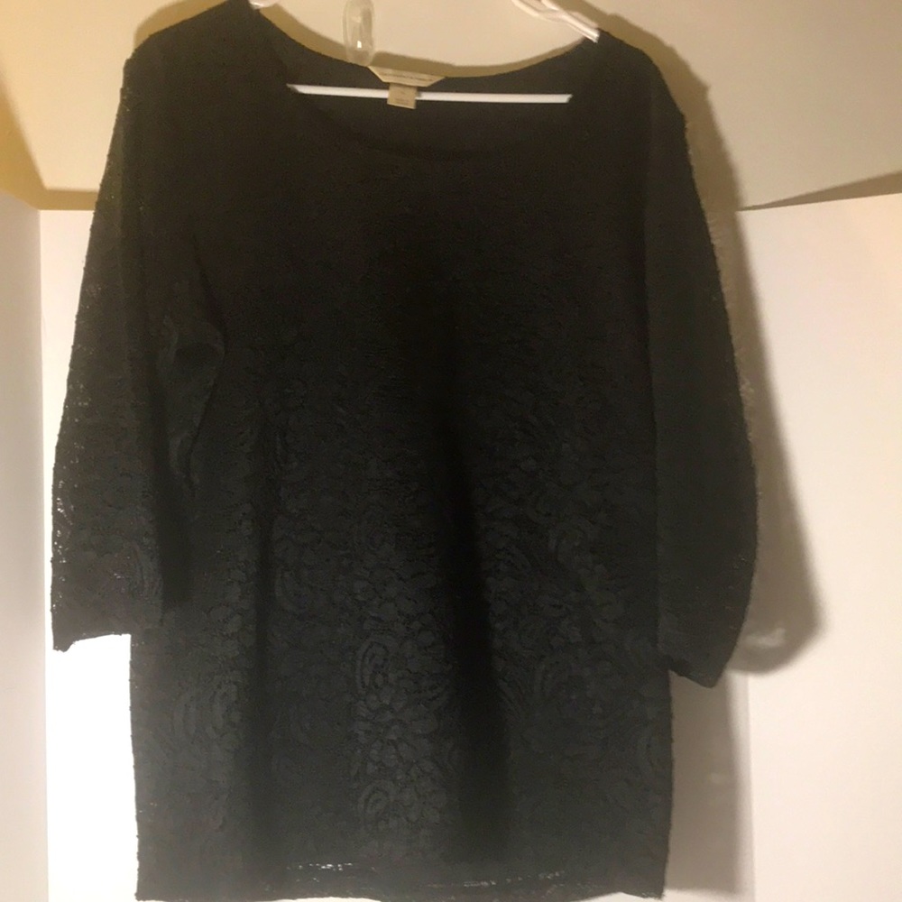 Christopher & Banks top size xl 3/4 sleeves black lace lining